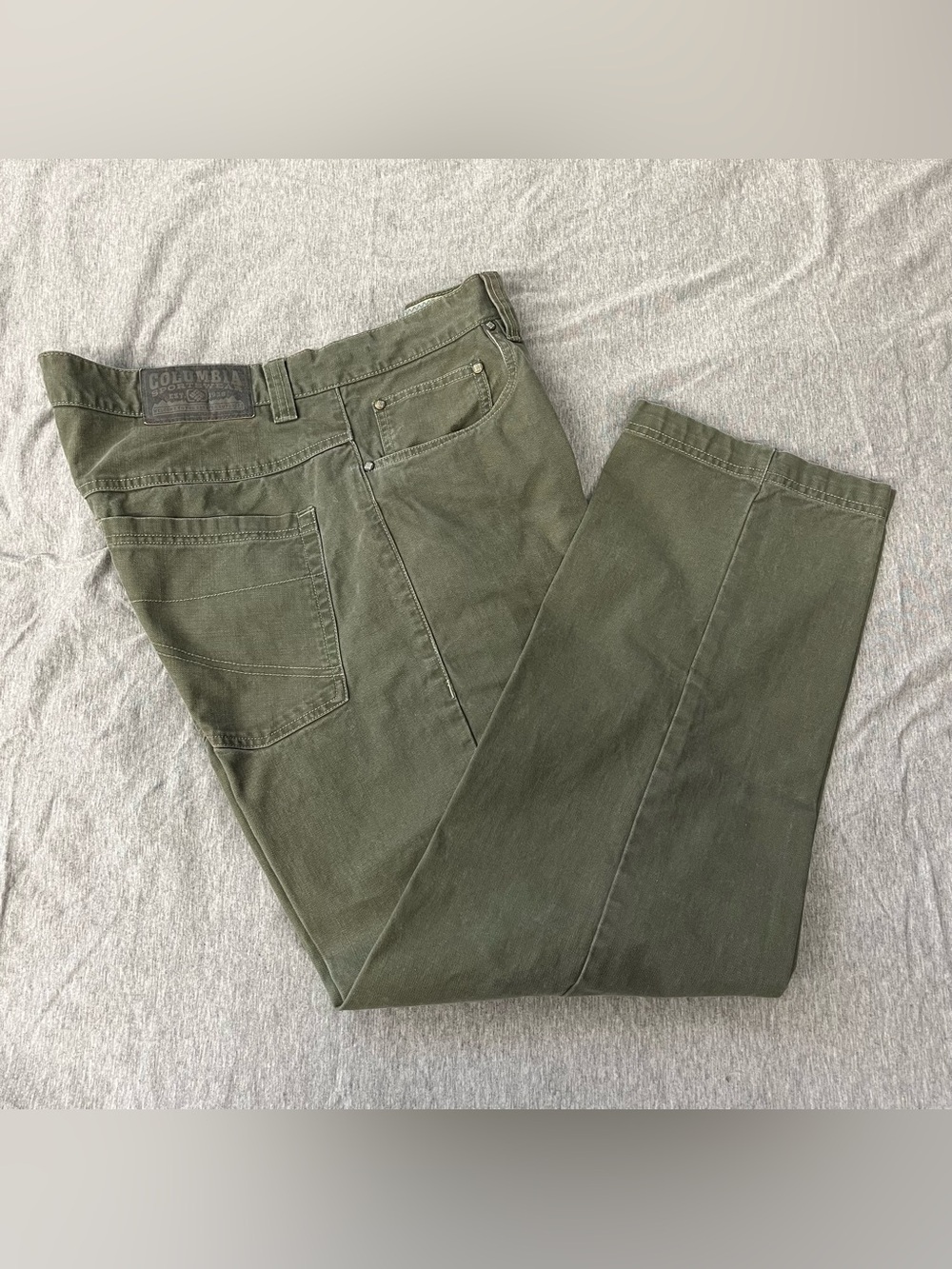 Columbia Men's Pants Size 36x30 Khaki Tan Canvas Hiking Work Utility Green SKU1